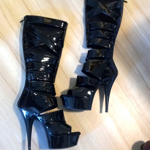 Pleaser Cut-out Gladiator Stiletto Boots - Picture 3 of 12